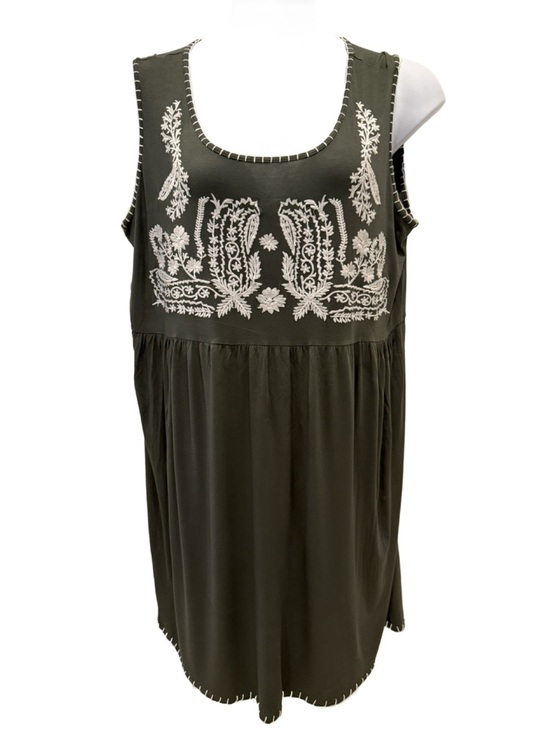 Design History Dresses & Skirts - Design History Olive Green Sleeveless Embroidered Women’s Tunic Top